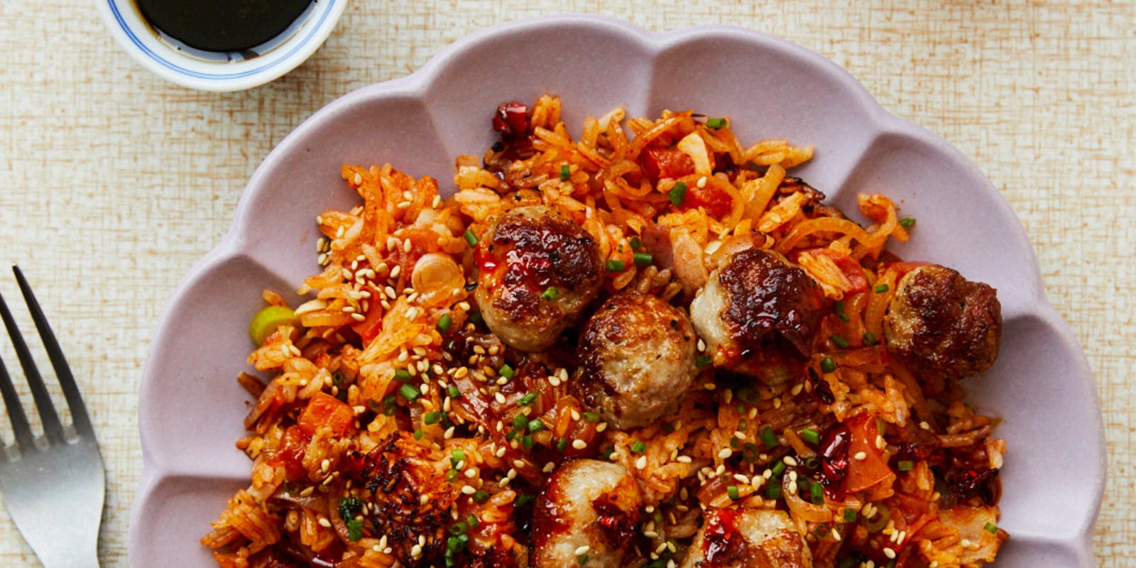 Bangers and tomato rice